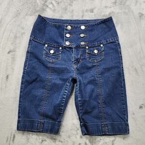 Vintage Y2K Crest Jeans Shorts Womens 13/14 Blue Ultra High Rise Sailor Nautical